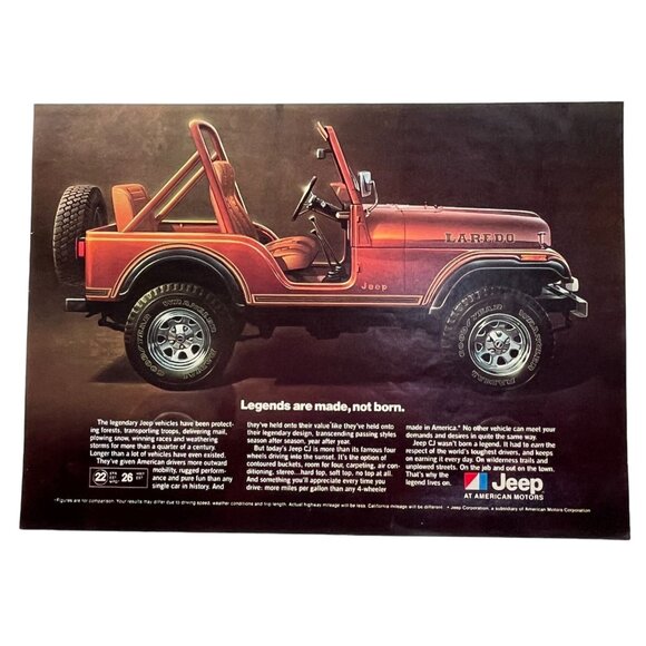 1980 Jeep Laredo Print Ad Vintage American Motors Legends are Made Not Born - Picture 1 of 5